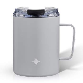 Copco Desktop 16 Ounce Stainless Steel Coffee Mug With Easy Grip Handle -  Silver w/ Black Lid & Base 2510-7313