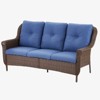 POCASSY 68" Wide Outdoor 3-Seater Sofa Patio Couch, All Weather Brown Wicker Patio Couch with Cushions for Porch Deck Backyard Pool - 3 of 4