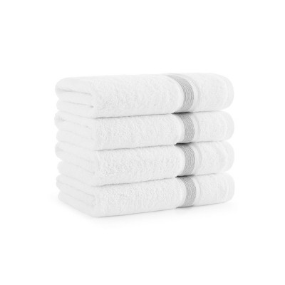 Aston & Arden Aegean Eco-Friendly Hand Towels (4 Pack), 18x30 in., Recycled Cotton, Solid and Striped Color Options