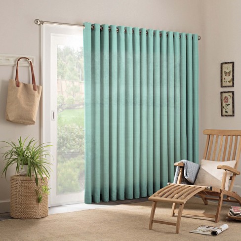 Key Largo Indoor Outdoor Patio Door Curtain Panels Aqua 68