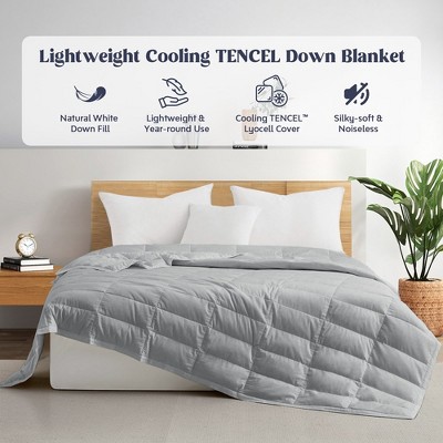 Puredown TENCEL Cooling Lightweight Down Blanket, Breathable Cool Touch Silky Soft & Smooth Lyocell Fabric