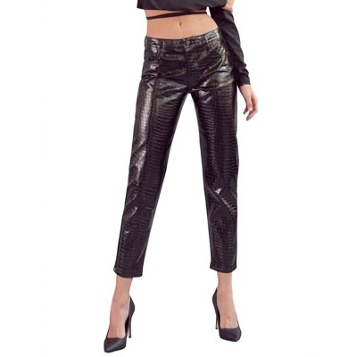 Women's Snakeskin Coated Straight Leg Jean - KanCan