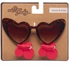 Willow & Ruby Kid's Fun Sunglasses with Hair Clip Set for Girls - Sunnies & Claws in Leopard Heart & Cherry Claws - 2 of 4