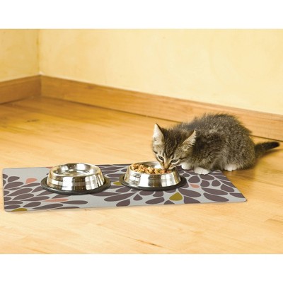 Kahopo Gray and Pink Waterproof Pet Feeding Mat