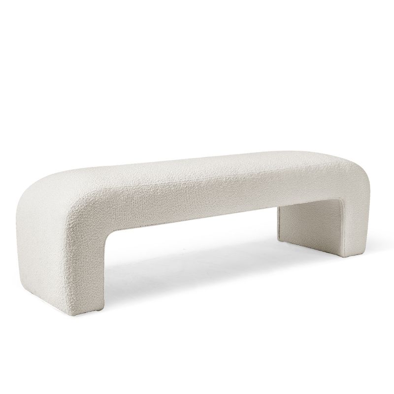 Lily 60" Boucle Look Large Entryway Waterfall Upholstered Bench-The Pop Maison, 4 of 12