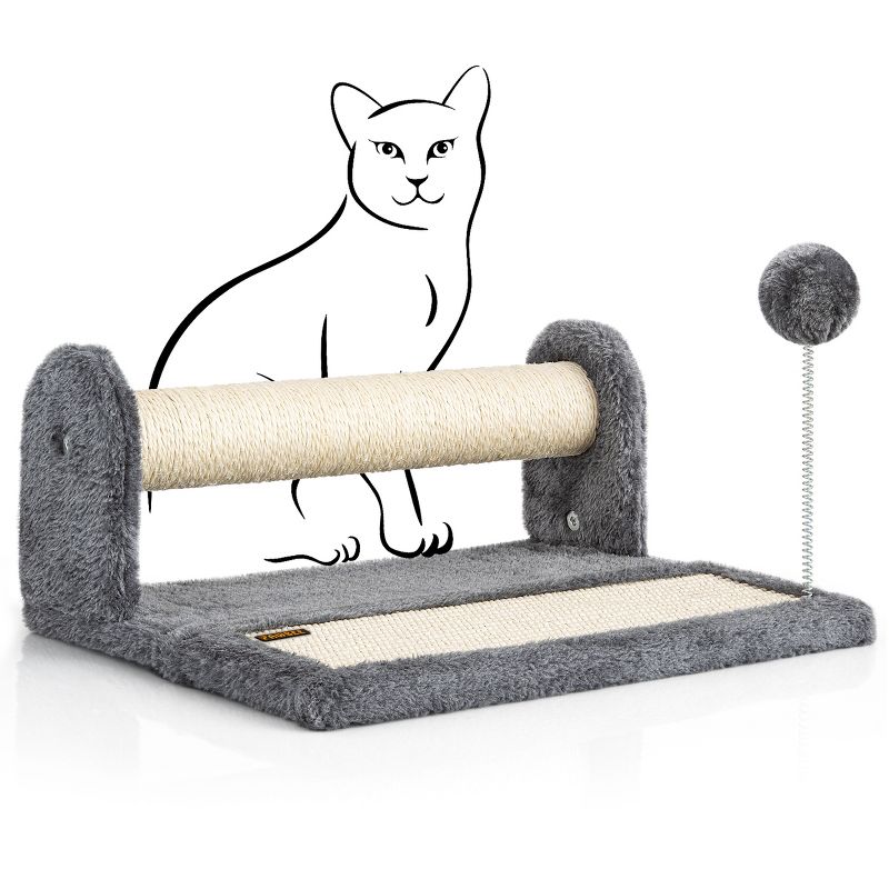 PAWBEE Cat Scratching Post & Scratching Pad – 14.5” Cat Post & Scratching Board With Soft Play Ball Toy - Covered with Natural Sisal Rope, 1 of 8