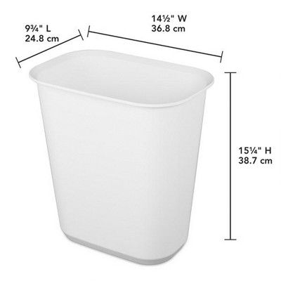 Sterilite 5.5 Gallon White Plastic Rectangular Wastebasket, 6 Pack