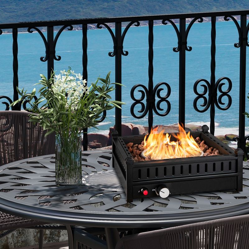 Costway Portable Tabletop Fire Bowl 40,000 BTU Propane Firepit fit Umbrella Holes Table, 2 of 11