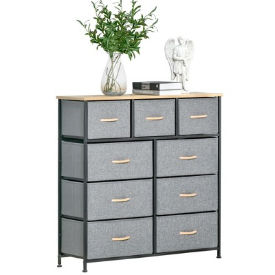 NicBex 9 Drawers Dresser for Bedroom,Modern Linen Dresser with Wooden Platform,Dressers for Kids Room,Living Room,Entry and Hallway,Oak