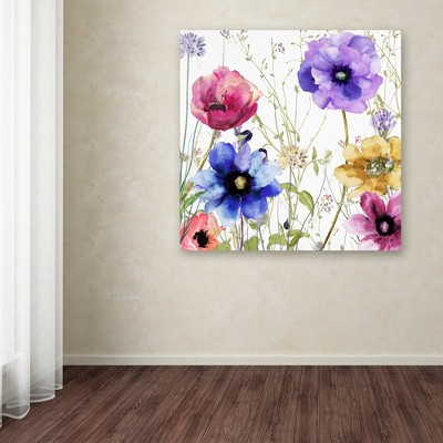 Summer Diary II Floral Watercolor Canvas Art 18x18