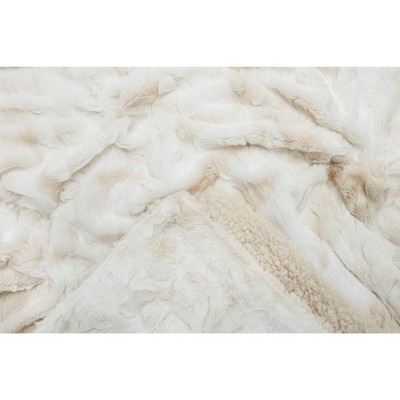 Luxurious Beige Faux Fur Reversible Sherpa Throw Blanket