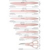Kitchen Knife Set w/ Guards, 13 Piece Pink Non-Stick Paint Boxed Knives Set, Anti-Rust and Dishwasher Safe, 6 Knives w/6 Blade Covers Kitchen Shears - 2 of 4