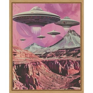 Amanti Art UFOs Canyon Landing by Samantha Hearn Canvas Wall Art Print Framed - 1 of 4