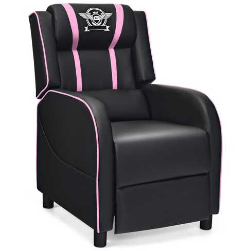 Tangkula Pu Leather Gaming Recliner Chair Single Massage Lounge Sofa With  Lumbar Cushion Pink : Target