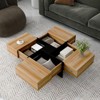 ALEXOUN Extendable Coffee Table with 4 Hidden Storage & High-Gloss Surface, Modern Square Sliding Tabletop for Living Room, Work, and Family - 2 of 4