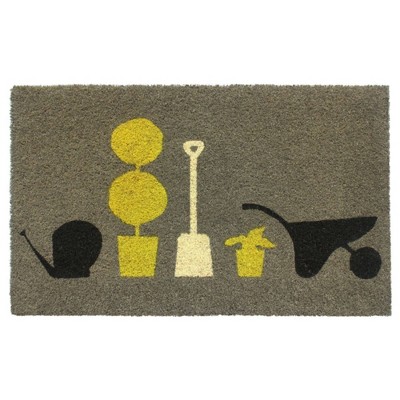 Raj 1'6" x 2'6" Tufted Gardening Coir Doormat