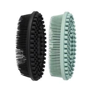 Unique Bargains Shower Silicone 2 in 1 Body Scrubber 2 Pcs - 1 of 4