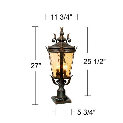 Marseille Bronze 29" Outdoor Post Light with Hammered Glass