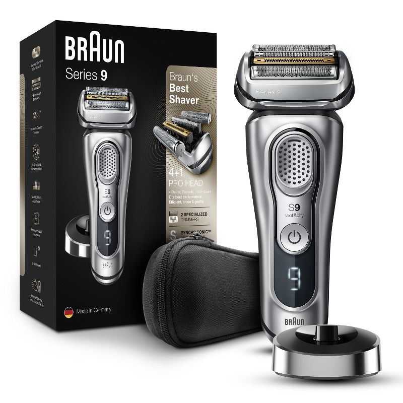 Braun Series 9-9330s Men&#39;s Rechargeable Wet &#38; Dry Electric Foil Shaver with Stand, 1 of 8