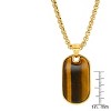 Steeltime 24" 18k gold plated stainless steel and stone dog tag pendant. Color Options: Brown, Green - 3 of 4