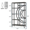 Resenkos Bookshelf, Bookcase Standing Shelf Unts,8-Tier Bookshelf, 71" Geometric Bookcase, Industrial Etagere Shelving Unit,Brown & Black - 2 of 3