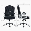 NicBex Velvet Adjustable Height Button Tufted Home Office Desk Chair with Padded Armrests and Wheels for Work Study Vanity - 3 of 4