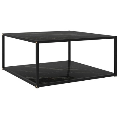 vidaXL Coffee Table Black 31.5 in.x31.5 in.x13.8 in. Tempered Glass