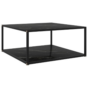 vidaXL Coffee Table Black 31.5 in.x31.5 in.x13.8 in. Tempered Glass - 1 of 4