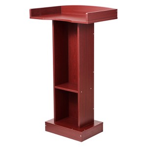 VEVOR Podium Stand, 41-Inch Wooden Lectern, Laptop Desk with Wide Reading Surface and Storage Shelf, Edge Stopper, Elegant Design, Brown - 1 of 4