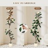S-Shape Artificial Rubber Tree with White Planter, Faux Plants Indoor Faux Floor Artificial Trees with Magnolia Flowers for Home Office Decor - 3 of 4