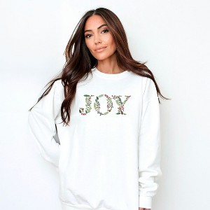 Simply Sage Market Women's  Garment Dyed Graphic Sweatshirt Embroidered Joy Floral - 1 of 4