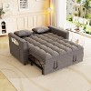 TiramisuBest Velvet Sleeper Sofa with Pull-Out Bed, Reclining Loveseat Couch with Pillows & Side Pockets – Black - 3 of 4
