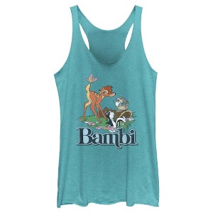 Women's Bambi Distressed Classic Scene Racerback Tank Top - 1 of 4