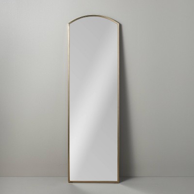 Round Brass Standing Mirror –