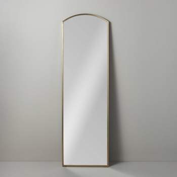 Arched 19"x64" Rectangular Metal Leaning Floor Mirror Brass - Hearth & Hand™ with Magnolia