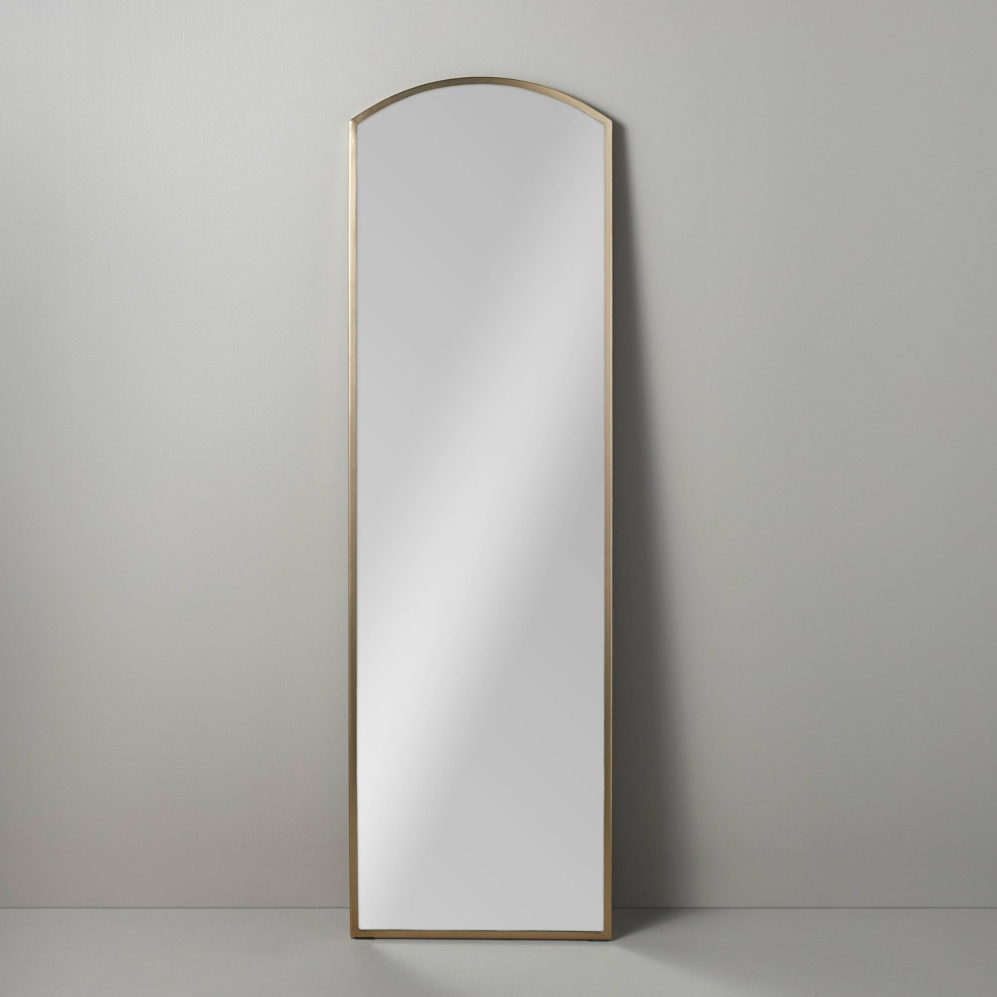 Arched 19"x64" Rectangular Metal Leaning Floor Mirror Brass - Hearth & Hand™ with Magnolia