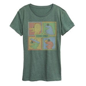Women's - Sesame Street - Sesame Tonal Squares Short Sleeve Graphic T-Shirt - 1 of 4