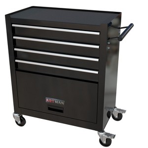 Belatt 4-Drawer Mobile Tool Cabinet - Heavy-Duty Garage Storage, Ball-Bearing Drawers, 4 Wheels with Brakes, Powder-Coated Steel Black - 1 of 4