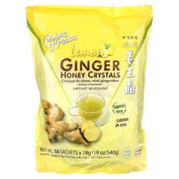 Prince of Peace Ginger Honey Crystals, Lemon, Caffeine Free, 30 Sachets, 18 g Each