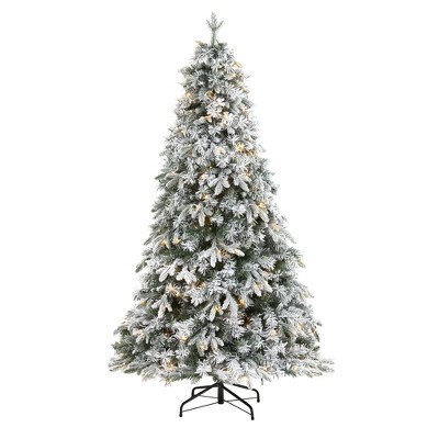 5ft Nearly Natural Pre-Lit LED Flocked Vermont Mixed Pine Artificial Christmas Tree Clear Lights