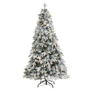 5ft Nearly Natural Pre-Lit LED Flocked Vermont Mixed Pine Artificial Christmas Tree Clear Lights: Indoor Holiday Decor - 1 of 4