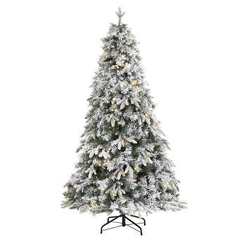 5ft Nearly Natural Pre-Lit LED Flocked Vermont Mixed Pine Artificial Christmas Tree Clear Lights