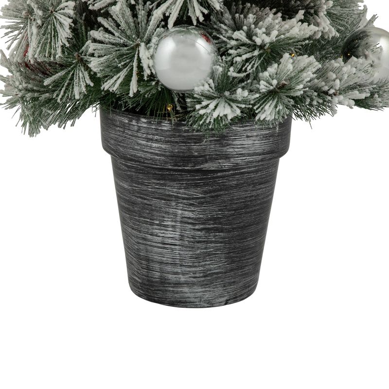 Northlight 2' Pre-Lit Potted Snowy Bristle Pine Artificial Christmas Tree, Warm White LED Lights, 6 of 7