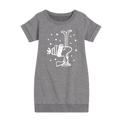 - Peanuts - Woodstock Snowfall Graphic Short Sleeve Fleece Dress