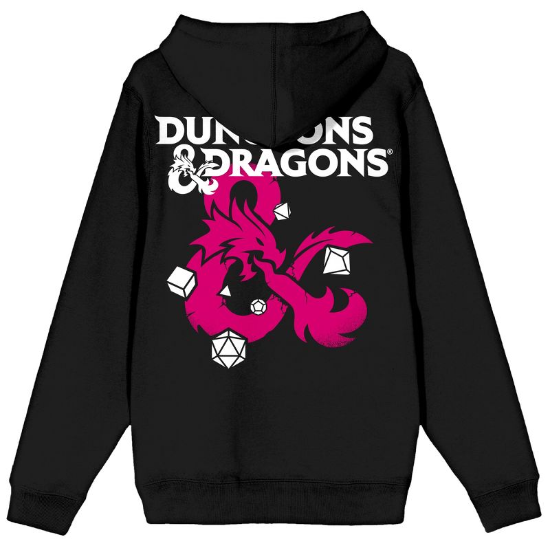 Dungeons & Dragons Ampersand Logo Long Sleeve Black Men's Zip-Up Hooded Sweatshirt, 3 of 5