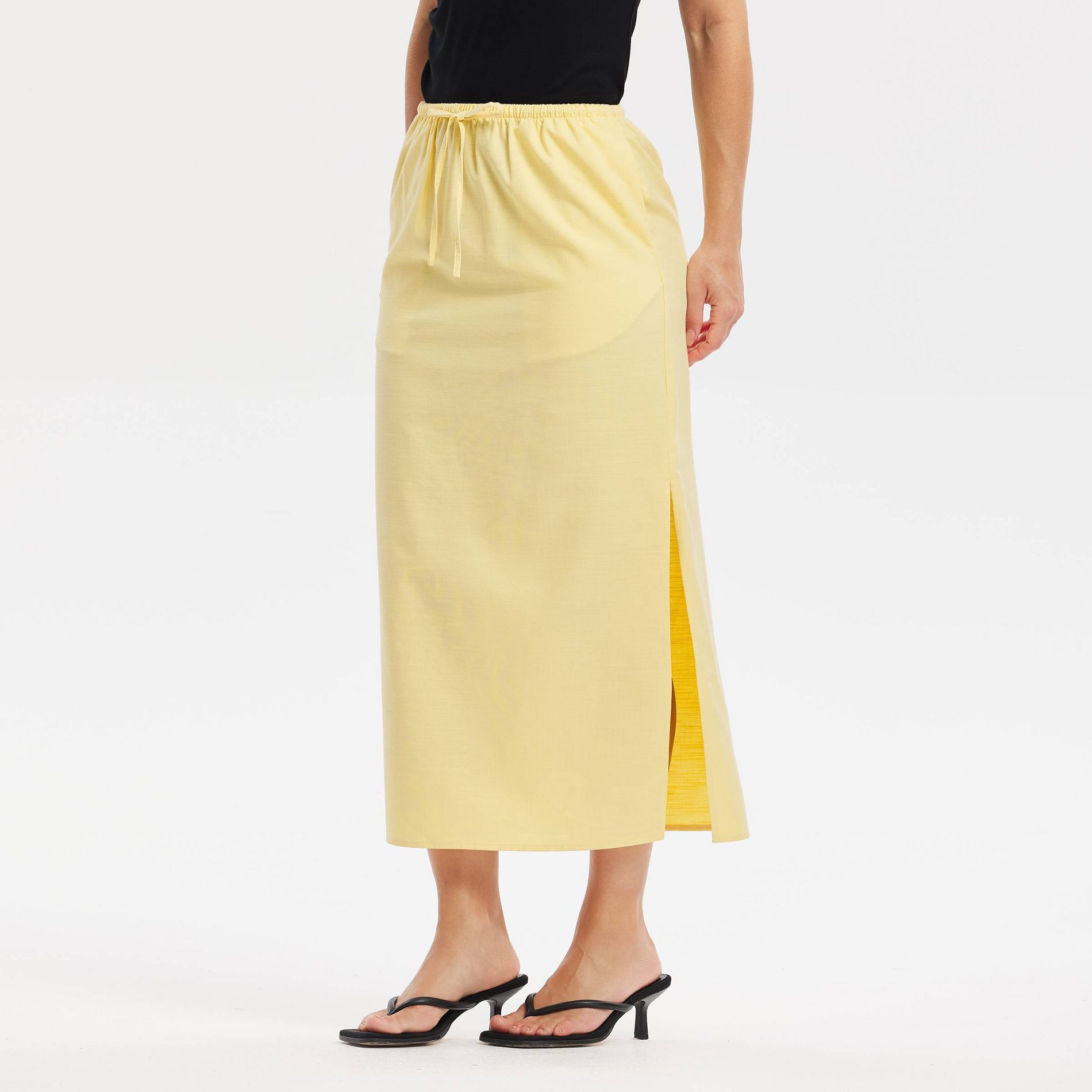 Women's Midi Drawstring Twill Skirt - A New Day™ Yellow L