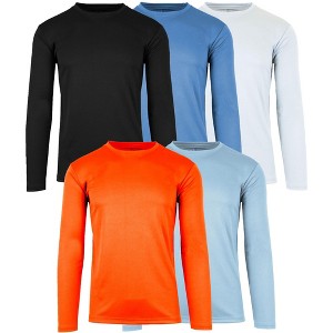 Galaxy By Harvic Men's Long Sleeve Moisture-Wicking Quick Dry Performance Crew Neck Tee- 5 Pack - 1 of 2