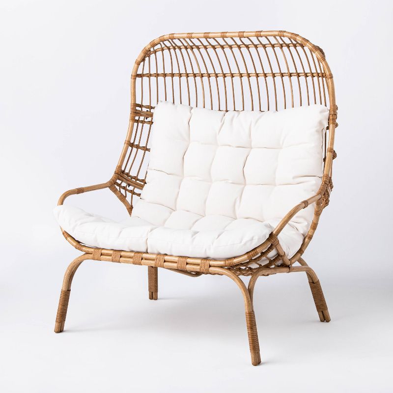 Wicker &#38; Metal Outdoor Patio Chair, Egg Chair Natural - Threshold&#8482; designed with Studio McGee, 3 of 10