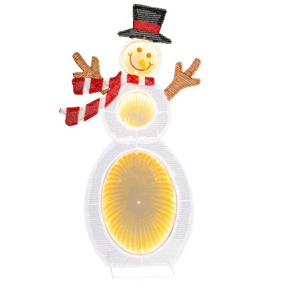 Tangkula Christmas Lighted Snowman Indoor/Outdoor Christmas Decoration with 105 Built-in LED Lights Metal Stand & Ground Stakes