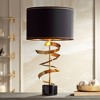 Possini Euro Design Twist Modern Table Lamp 31" Tall Sculptural Brass Marble with Dimmer Black Drum Shade Bedroom Living Room Nightstand Bedside House - 2 of 4